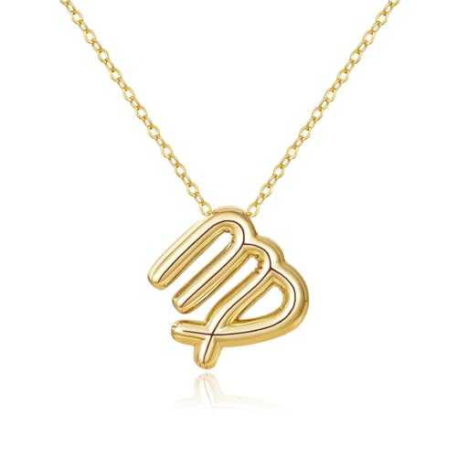 KissYan Zodiac Necklace, 14K Gold Plated Bubble Constellation Horoscope Sign Pendant Astrology Jewelry Birthday Gifts for Women