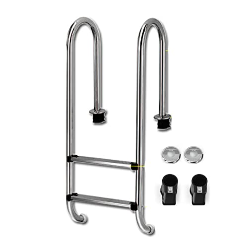 Escalera para piscina de acero inoxidable con 2 peldaños y base antideslizante miniatura 1
