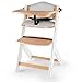 kk Kinderkraft Seggiolone Pappa in Legno ENOCK, con Cuscino, Evolutivo, Multifunzionale, Sedia Ergonomica, Altezza Regolabile, dai 6 Mesi ai 10 Anni, Bianco