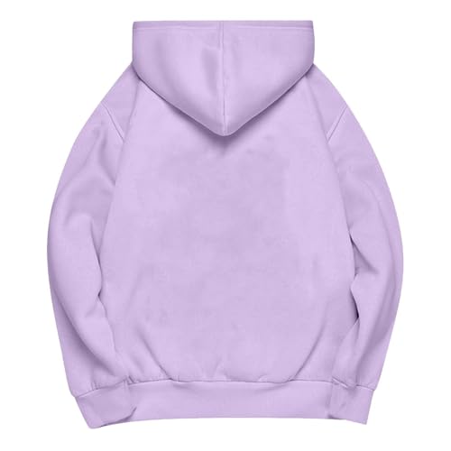 HUIFUAO Damestrui met capuchon, oversized sweatshirt voor dames, grote maten, zwarte tops met lange mouwen en zak, Paars, S - Afbeelding 5