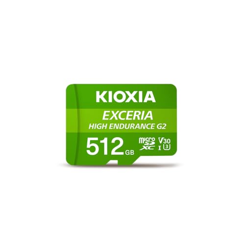 Image of KIOXIA EXCERIA HIGH Endurance G2 512GB microSDXC /Micro SD Card for Dash Cam, CCTV & Surveillance - C10, U3, V30, 4K UHD, Made in Japan | 100MB /s Read, 50MB /s Write | 5-Yr Warranty