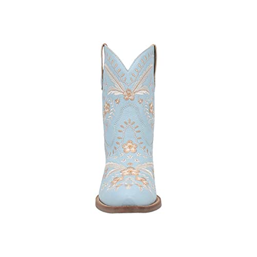 Image of Dingo Womens Primrose Floral Embroidered Snip Toe Casual Boots Ankle Mid Heel 2-3 inch