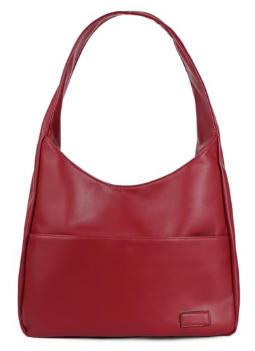 Pocadri Damen-Tragetasche, schick, veganes Leder, Geldbörse, stilvoll, lässig, trendig, groß, weich, Weinrot, Einheitsgröße