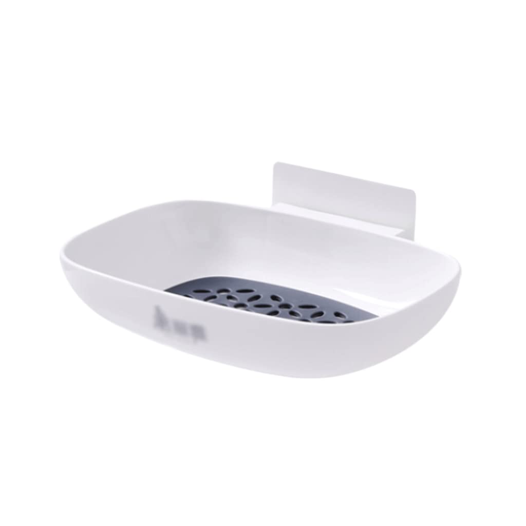 Soap Dish， Simple with Drainage Soap Dish Wall Mounted Soap Box Plastic Soap Dish Holder Easy Cleaning Soap Case Box Saver White Soap Case Easy to wash