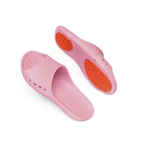 Image of KENROLL KW211 Non Slip Shower Slides, Thin Flat EVA Slippers | 7 drainage holes (5 side+2 bottom), rubber anti-slip patches, lightweight, for pool beach dorm gym, unisex, barefoot feel