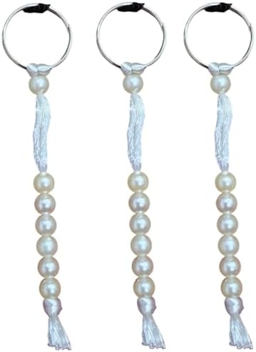 Girl's - 7 Beads Finger Tasbeeh | Saat Daana Tasbih For Prayer/Islamic Crystal Stone Mala/Beautiful Tasbih For Muslims For Hajj And Umrah | Hand TASBEEH | Pack Of 3/White Colour