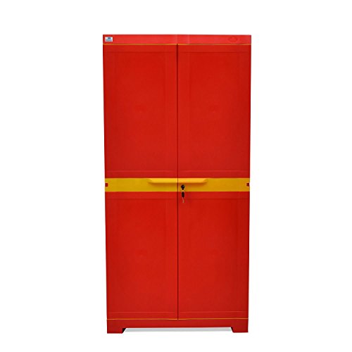 Nilkamal Freedom Big FMM Plastic Cabinet | 3-Year Warranty | 4-Shelf Storage Cupboard with Doors | Multi Organizer | for Home, Wardrobe, and Kitchen | Clothes Rack | Red & Yellow Nilkamal Freedom Big FMM Plastic Cabinet | 3-Year Warranty | 4-Shelf Storage Cupboard with Doors | Multi Organizer | for Home, Wardrobe, and Kitchen | Clothes Rack | Red & Yellow