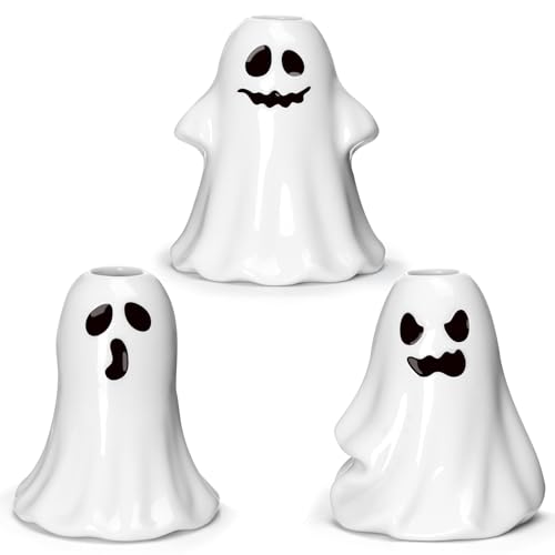 Tuitessine CERAMIC GHOST MINI VASE Halloween Ghost Vase 3 Pcs Spooky Ceramic Vases For Centerpieces Ghost Figurines 2024 Halloween Decor For Party Tiered Tray Table Decoration Gothic Gift Sets Of 3 thumb #6