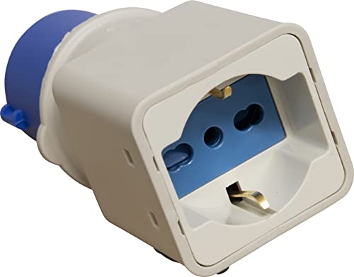 Brennenstuhl 1081560 Steckdose | Industrieller Adapter 3-polig 16A / 230V IP20, CEE-Stecker | Universalsteckdose (IT 10/16A + Schuko) | Baustelle, Camping, Wohnmobil, Grau/Blau
