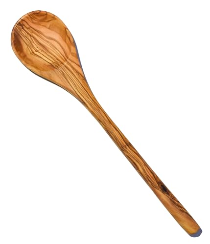 Cleminson® Ustensiles en Bois d'Olivier Fabriqués à la Main - Spatule, Cuillère et Cuillère à Sauce Avec Coin ou Ensemble de 3 Pièces