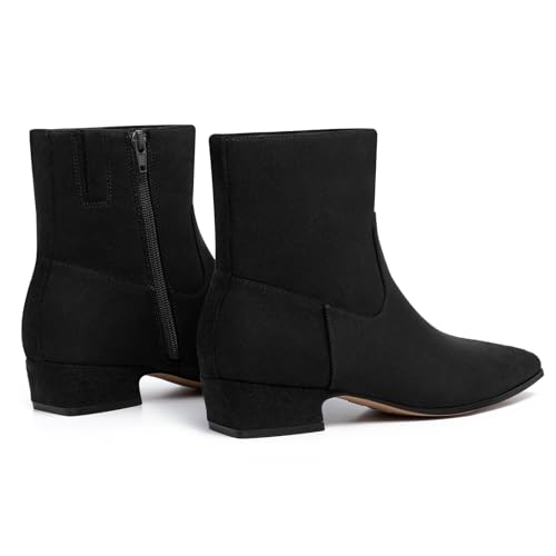 Athlefit Women's Chunky Low Heel Ankle Boots Fashion Black Suede Square Toe Short Booties with Side Zipper Size 8.5 by Athlefit - Used condition - Image 6