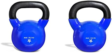Yes4All 2-20kg Vinyl Coated Cast Iron Kettlebell, Kettle Bell Weight Sets - Blue Kettlebells