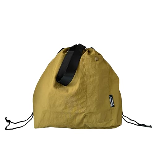 保温配合保冷剤使用で保冷効果アップアラミド生地で幅を広げて持ち手を締めませんランチバッグ-内側は断熱アルミウール大容量/便利/シンプル/おしゃれ/ワークウェア/無地のシンプルな巾着袋-耐久性防水アウトドアキャンプピクニックバッグなど男女兼用弁当袋エコバッグ(黄色です)
