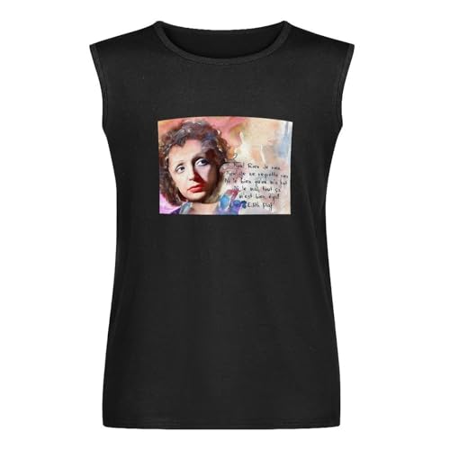 Photo de Édith Piaf Ith Piaf French Singer Men's Vests Tank Tops O-Neck 100% Cotton Undershirts Unisex Sleeveless T-Shirt S
