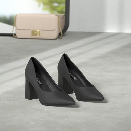 Image of DREAM PAIRS Womens High Chunky Closed Toe Block Heels | Pointed Toe Wedding Party Elegant Slip On Pumps Shoes