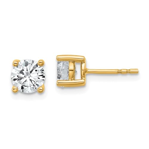 Diamond2Deal 14k Yellow Gold 1 1/2ctw Solitaire Lab Grown Diamond Stud Earrings (SI1-SI2 Clarity, G H Color), 1.0 gram