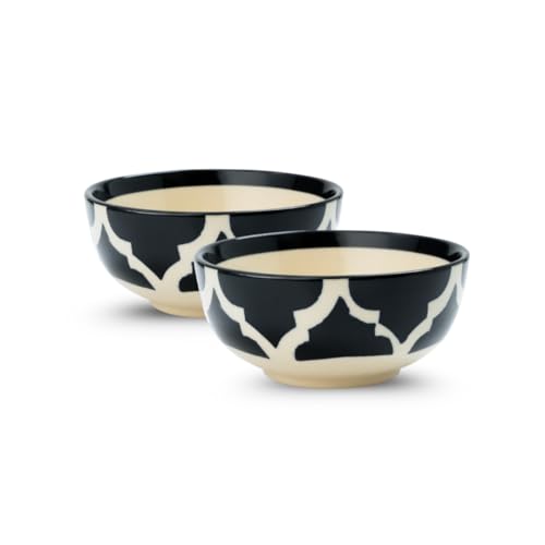 Image of Ceramic Bowl Set | 2-Piece Lightweight Crockery for Daily Use | Charcoal Black Ramen & Snack Bowls (200ml Each) | Elegant Microwave & Dishwasher Safe | Perfect Christmas & New Year Gift