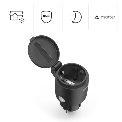 Hama WLAN Steckdose Outdoor (Smart Steckdose mit Matter Smart Home, mit Strommessung, universal, IP44, f&uuml;r Au&szlig;enbereich mit App und Sprachsteuerung, Smart Home Steckdose als Zeitschaltuhr, 2300 W)