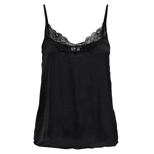 JDY appa New Lace Singlet Wvn Noos Top, Black/Detail:DTM Lace, 44 para Mujer