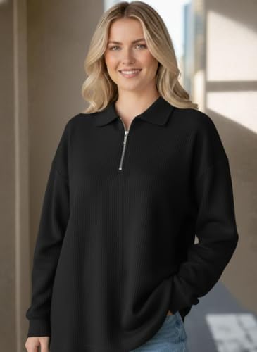 Image of Mack Jonney Women's Ribbed Zip Polo T-Shirt | Full Sleeve Collared Top | Camel Beige Casual Sweatshirt | Regular Fit-M7403