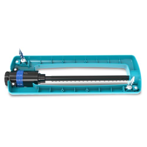 Image of Aqua Joe Oscillating Sprinkler with Metal Ground Spike, Adjustable Spray Position Irrigator for 4000 Sq Ft Coverage Compatible with Garden Hoses