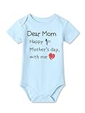 Baby Girls Mothers Day Onesie Happy First Mothers Day with Me Clothes Bodysuit Blue 3-6 Months