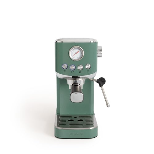 CREATE / THERA CLASSIC COMPACT/Espressomaschine Salbeigrün / 20 bar, Halbautomatik, Cold Brew Funktion, Doppelauslauf, 1.2L Tank, für gemahlenen Kaffee und ESE-Pads 55mm, mit Aufschäumer, 1350W