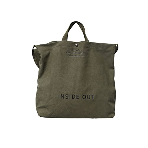 UICIOP Sac à main fourre-tout en toile pour femme - Sac à bandoulière décontracté avec poignée supérieure, vert militaire, Taille unique