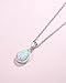 FANCIME Sterling Silver Opal Necklace White Fire Opal Halo Waterdrop Teardrop Pear Shape Opal Pendant October Birthstone Necklace Jewelry for Women 16”+2”