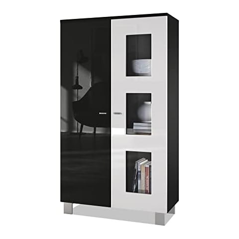 Vladon Vitrina Denjo con 2 Puertas y 3 Estantes de Cristal Cover