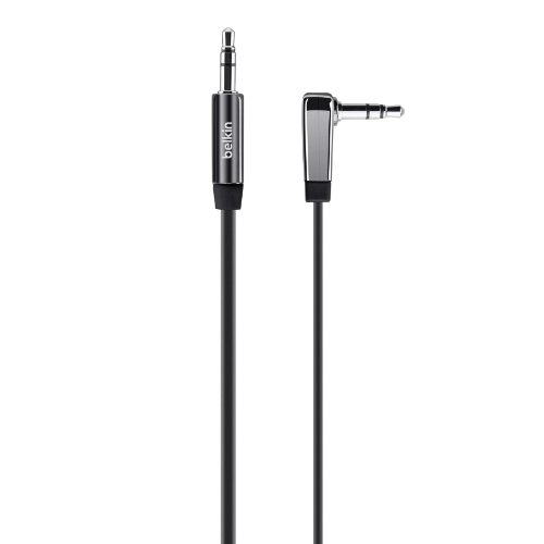 Belkin - Câble audio plat et coudé, male/male, jack 3,5mm - 90cm - Noir