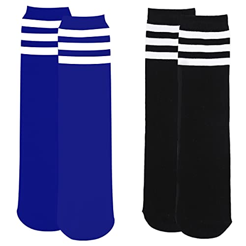 Gotneto Kids Soccer Socks Toddler Knee High Socks Cotton Boys Soccer Socks Stripes Knee High Tube Socks Uniform Sports Socks For Boys Girls Cute Kids Stockings Blue White & Black White One Size #TOP5