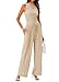 Rayson Zweiteiler Sommer Damen Ärmelloses Oberteil und Weite Hose hoher Taille mit Taschen Damen Trainingsanzug Set mit Kordelzug Casual Eleganz（Beige,L）