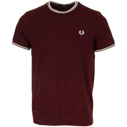 Fred Perry Twin Tipped, Camiseta para hombre, Oxblood crudo, M