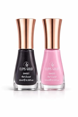 Image of Nail Paint Combo Pack of 2 | Quick Dry | Long Lasting | Glossy Finish (Black Pink Combo)