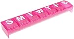 Ezy Dose Weekly (7-Day) Pill Organizer, X-Large Compact Medicine Case, Pink | Daily Vitamin & Supplement Box, Contoured Compartments for Easy Pill Removal, Travel-Friendly, Durable & Portable, BPA-Free