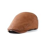 Mens Newsboy Caps Leather Caps for Man Father Dad Golf Cap Fishing Hat Beret Ivy Flat Hat Cabbie...