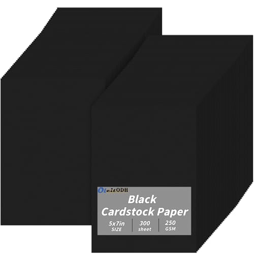 Image of 5 inch x 7 inch Black Cardstock, 300 Pack Black Thick Paper Cardstock Blank Cards Stock for Invitations, Greeting Cards Making, Postcards, Photos, 250GSM Thick Paper