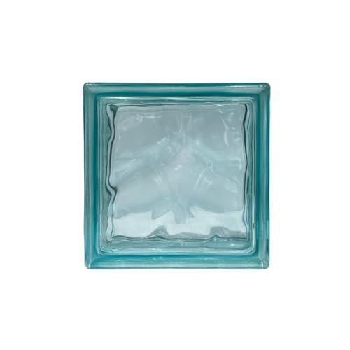 Bloque de vidrio Pavés Smart Ondulado Coloreado en la masa Turquoise | Dimensión 190x190x80 mm | Euro/pza. 4,50 |Unidad de venta: una caja de 6 pzas.