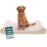 FurHaven Orthopedic Dog Bed for Large Dogs, Luxe Lounger Contour Mattress with Solid Orthopedic Foam Slab for Joint Support, Removable Washable Cover, Jumbo XL, Plush Suede, Cream