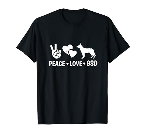 Peace Love GSD Pastor Alemán Perro Amante Cachorro Dueño Mascota Camiseta
