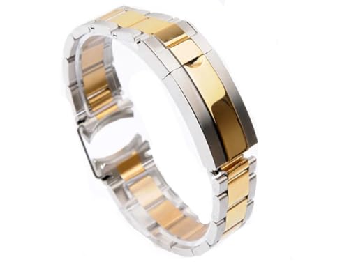 TIME WARRIOR Rolex 20MM Solid Two Tone Gold Stainless Steel for Submariner, GMT-MASTER Watch Band Bracelet Strap With Logo