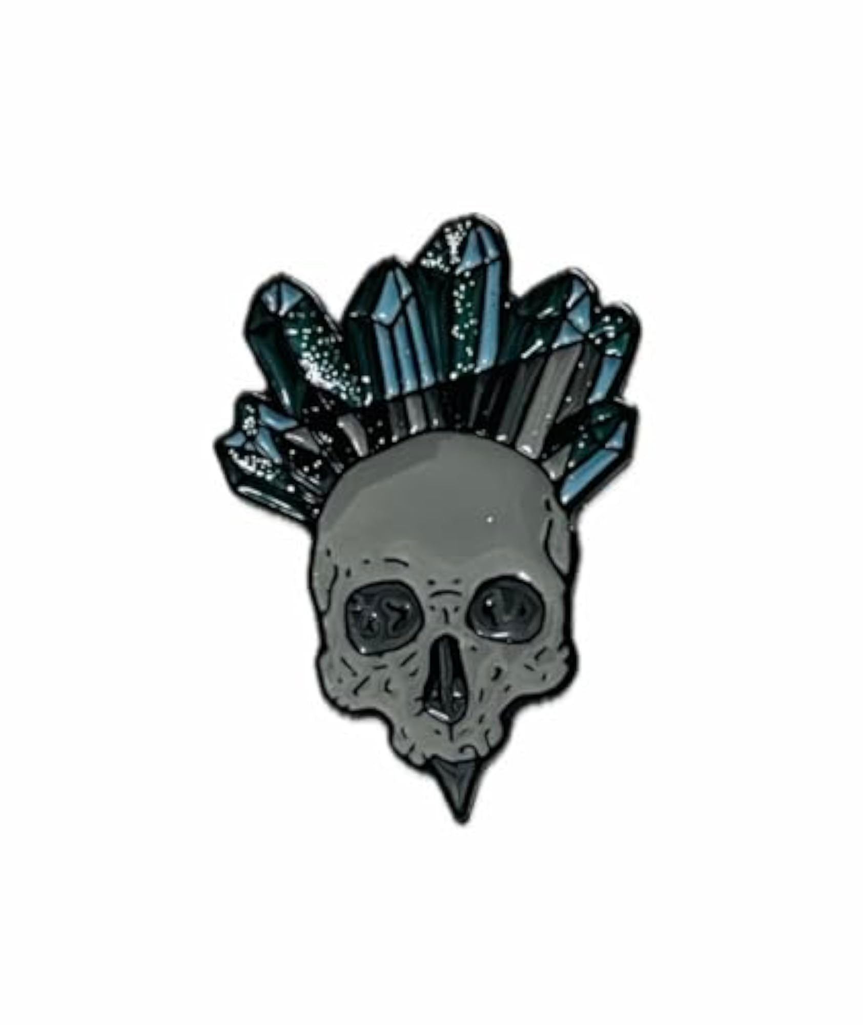 Ghost Scary Crystal Skull Enamel Pin - Horror Brooch