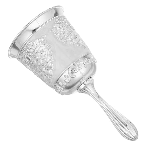 DECORNIJIA Campana de Mano Metálica con Mango Campanilla Vintage Plateada con Grabado de Pavo Real Sonido Claro y Fuerte para Restaurantes Bodas Aulas y Uso Diario