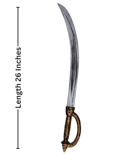 Image of BookMyCostume Shivaji Maharaj Toy Sword for Adults - Royal Look Plastic Sword with Metallic Finish | Golden Silver Black Color | Role Play Accessory for Historical Characters.