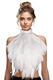 HOMELEX Feather Cape Shawl Costume White Witch Wings Collar Adult Maleficent Crow Neck