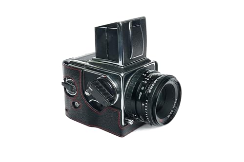 Housse en cuir véritable pour Hasselblad 2000FC fait main noir couture rouge