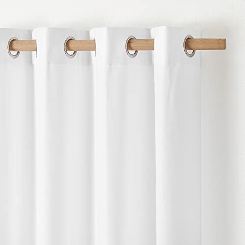 Nicetown Bedroom Washed Linen Curtains Soft & Thick, Privacy Cotton Linen Blend Window Treatments Grommet Casual Drapes For Living Room, White, Set Of 2, 52 By 63 Inch #TOP1