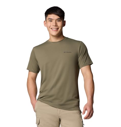 Columbia Mens Tech Trail Utility Short Sleeve Crew, Stone Green, 1X