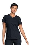 Dickies EDS Signature Women Scrubs Top V-Neck Plus Size DK880, 3XL, Black